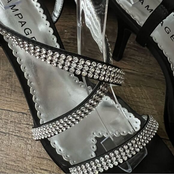 Black Satin & jeweled strap heals by Rampage Sz 9.5 nearly new! - Picture 8 of 16